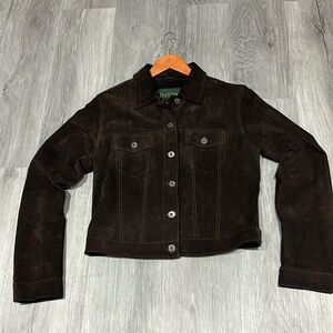 Chocolate brown suede jean jacket